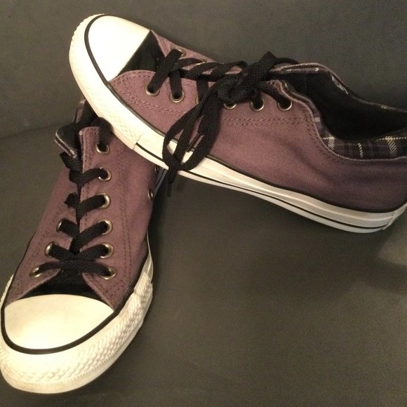 CONVERSE Sneakers Chuck Taylor Purple Plaid Trim Women's Size 8.5 Men's Size 6.5 - Picture 2 of 6